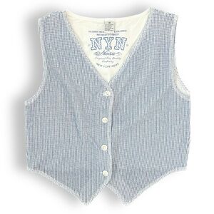 90’s Blue and White Gingham Cottagecore Vest